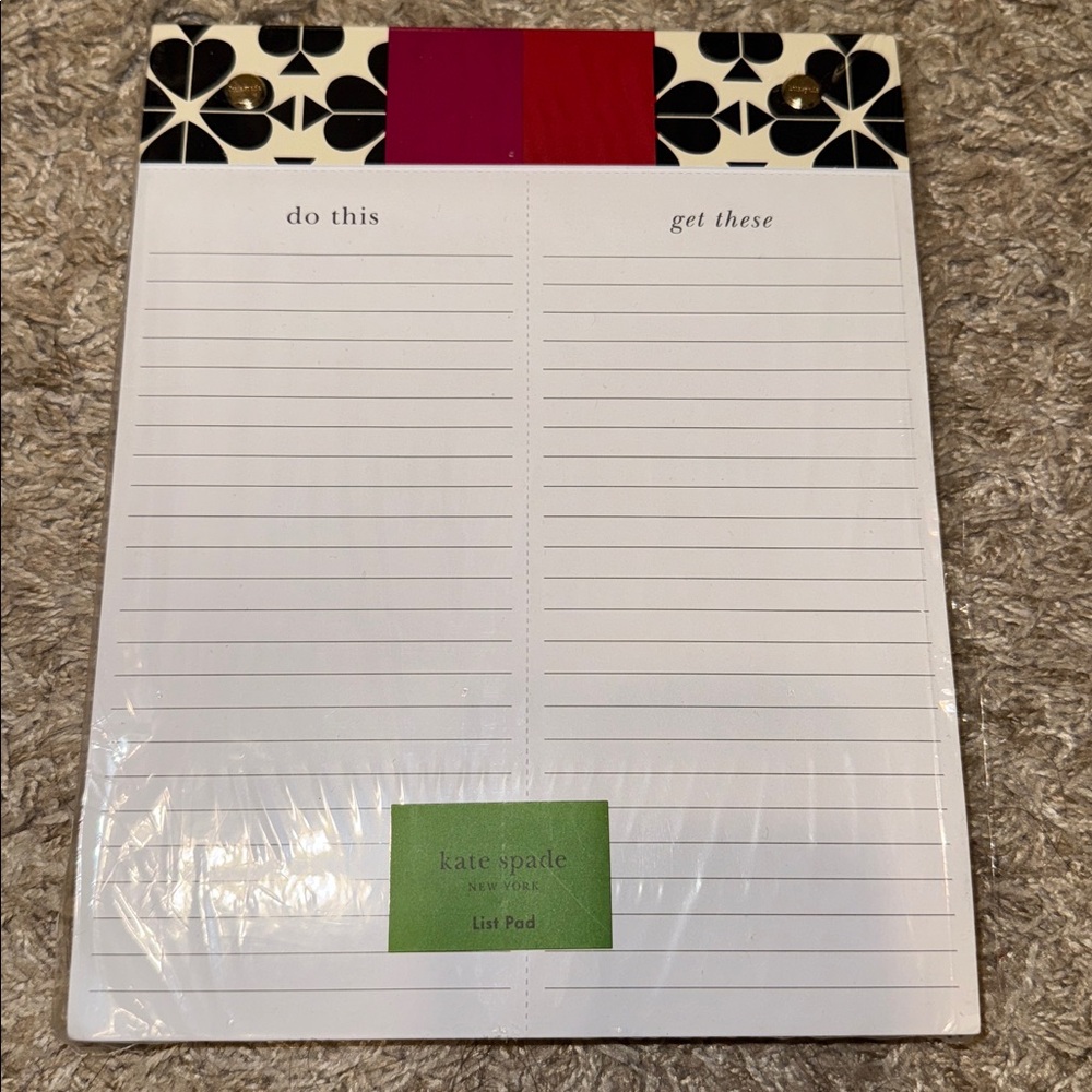 Kate Spade Black and Pink Floral List Pad